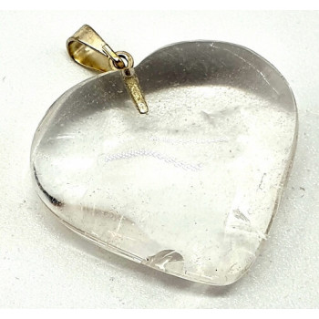 Pendentif Coeur Cristal de Roche 3cm