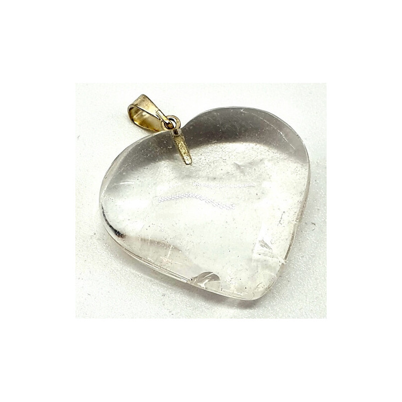 Pendentif Coeur Cristal de Roche 3cm