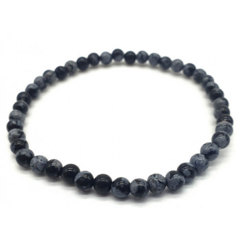 Bracelet Obsidienne Neige perles 4mm