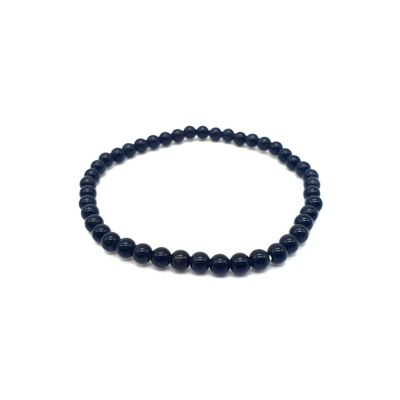 Bracelet Obsidienne Noire perles 4mm