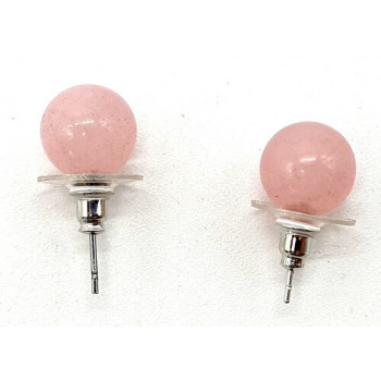 Boucles d'oreilles Perle Quartz Rose 10mm