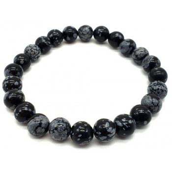Bracelet Obsidienne Neige perles 8mm